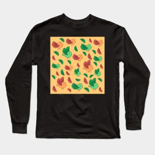 Birds in pink and green Long Sleeve T-Shirt